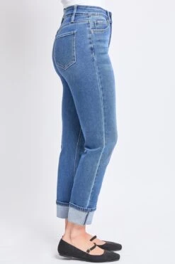 Women's High Rise Vintage Wash Straight Cuff Jean -Wana Fashion Shop WP88370N M08 3 95dde6d2 9717 459f b239 2e1334239428
