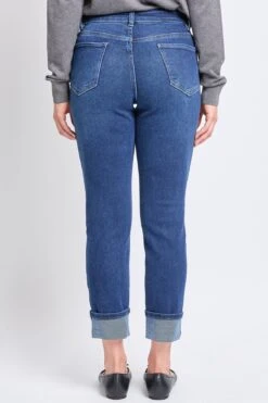 Women's High Rise Vintage Wash Straight Cuff Jean -Wana Fashion Shop WP88370N S08 3