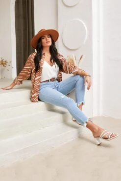 Women's Vintage High Rise Frayed Hem Ankle Jean -Wana Fashion Shop WP88970N 2699L LS1