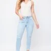 Women's Vintage High Rise Frayed Hem Ankle Jean -Wana Fashion Shop WP88970N 2699L 1