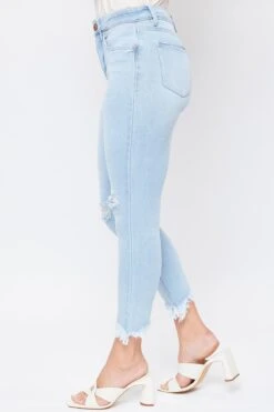 Women's Vintage High Rise Frayed Hem Ankle Jean -Wana Fashion Shop WP88970N 2699L 3