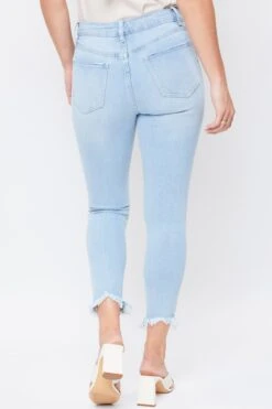 Women's Vintage High Rise Frayed Hem Ankle Jean -Wana Fashion Shop WP88970N 2699L 4