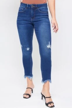 Women's Vintage High Rise Frayed Hem Ankle Jean -Wana Fashion Shop WP88970N S2699 2