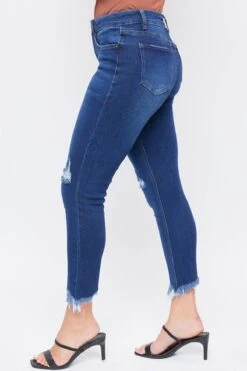Women's Vintage High Rise Frayed Hem Ankle Jean -Wana Fashion Shop WP88970N S2699 3