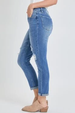 Women's Vintage High Rise Rolled-Cuff Straight Jeans -Wana Fashion Shop WP89070N 2565M 2