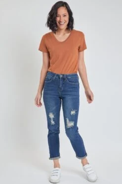 Women's Vintage High Rise Rolled-Cuff Straight Jeans -Wana Fashion Shop WP89070N T2565