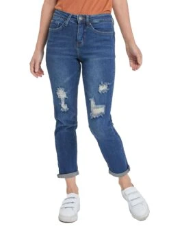Women's Vintage High Rise Rolled-Cuff Straight Jeans -Wana Fashion Shop WP89070N T2565 1