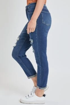 Women's Vintage High Rise Rolled-Cuff Straight Jeans -Wana Fashion Shop WP89070N T2565 4