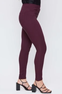 Women's Hyperstretch Mid Rise Jegging, Plum -Wana Fashion Shop WP90931 PLUM 3