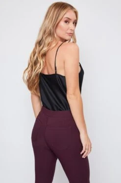 Women's Hyperstretch Mid Rise Jegging, Plum -Wana Fashion Shop WP90931 PLUM 5