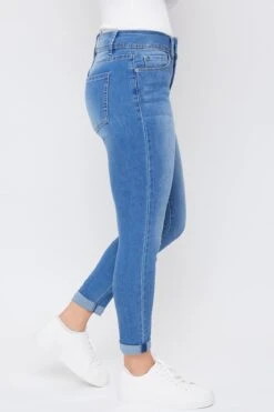Women's Essential 2-Button Roll Cuff Ankle Jeans -Wana Fashion Shop WP938140 M08 3