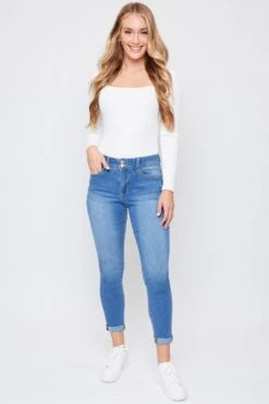 Women's Essential 2-Button Roll Cuff Ankle Jeans -Wana Fashion Shop WP938140 M08 5