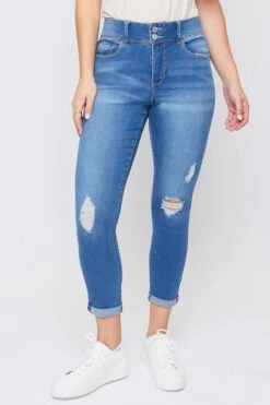 Women's Essential 2-Button Roll Cuff Ankle Jeans -Wana Fashion Shop WP938140 M1863 2