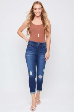 Women's Essential 2-Button Roll Cuff Ankle Jeans -Wana Fashion Shop WP938140 S1863 1