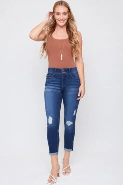 Women's Essential 2-Button Roll Cuff Ankle Jeans -Wana Fashion Shop WP938140 S1863 4