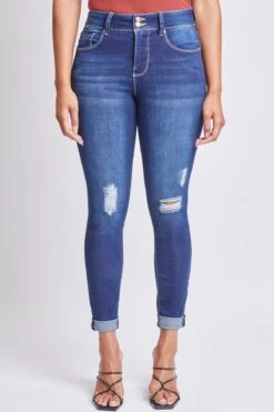 Women's Tummy Control 2 Button Rolled Cuff Jean -Wana Fashion Shop WP938141 S1863 2