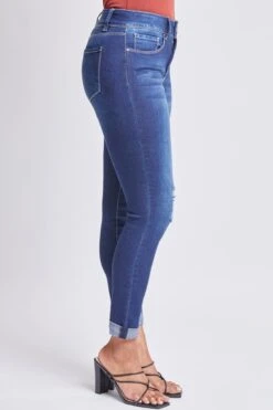 Women's Tummy Control 2 Button Rolled Cuff Jean -Wana Fashion Shop WP938141 S1863 3