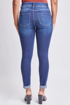 Women's Tummy Control 2 Button Rolled Cuff Jean -Wana Fashion Shop WP938141 S1863 4