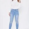 Women's Tummy Control 2 Button Rolled Cuff Jean -Wana Fashion Shop WP938141 C1863 2