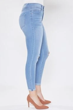 Women's Tummy Control 2 Button Rolled Cuff Jean -Wana Fashion Shop WP938141 C1863 3