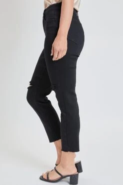 Women's Vintage Wash Straight Ankle Ripped Jean With Frayed Hem -Wana Fashion Shop WP94770N W2567 3