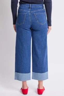 Women's High Rise Raw Mega Cuff Straight Leg Jeans -Wana Fashion Shop WP95850 36S 3