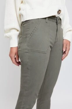 Women's Mid Rise Ankle Jean With Patch Pockets 17 Women's Mid Rise Ankle Jean With Patch Pockets -Wana Fashion Shop WP980621 OLIVE 3