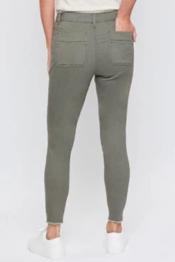 Women's Mid Rise Ankle Jean With Patch Pockets 19 Women's Mid Rise Ankle Jean With Patch Pockets -Wana Fashion Shop WP980621 OLIVE 5