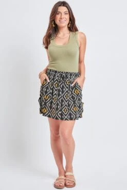 Women's Pull-On Drawstring Porkchop & Cargo Pocket Skort -Wana Fashion Shop WR132CG BA003 1