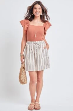 Women's High Rise Linen Cargo Skort -Wana Fashion Shop WR132LN ST016 1