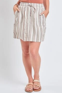 Women's High Rise Linen Cargo Skort -Wana Fashion Shop WR132LN ST016 2