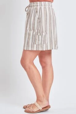 Women's High Rise Linen Cargo Skort -Wana Fashion Shop WR132LN ST016 3