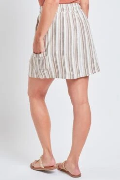 Women's High Rise Linen Cargo Skort -Wana Fashion Shop WR132LN ST016 5