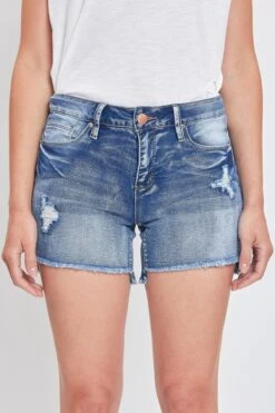 Women's Mid Rise Hi-Low Fray Hem Shorts -Wana Fashion Shop WS210456 847M1 3