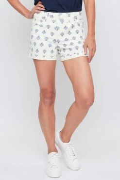 Women's High Rise Stacked Waistband Cuff Twill Shorts -Wana Fashion Shop WS221021 CBFOU 2