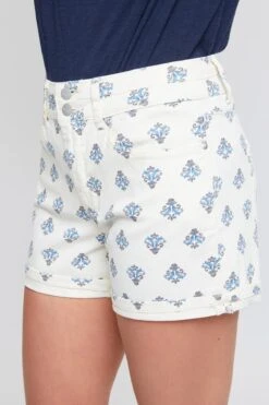 Women's High Rise Stacked Waistband Cuff Twill Shorts -Wana Fashion Shop WS221021 CBFOU 3