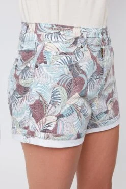 Women's High Rise Stacked Waistband Cuff Twill Shorts -Wana Fashion Shop WS221021 GTBAP 3