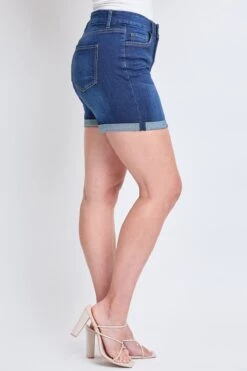Women's Curvy Fit Button Fly Cuffed Shorts -Wana Fashion Shop WS250341 S08 3