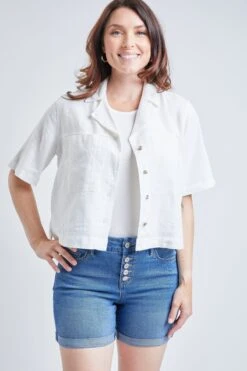 Women's Curvy Fit Button Fly Cuffed Shorts -Wana Fashion Shop WS250341 M08 1