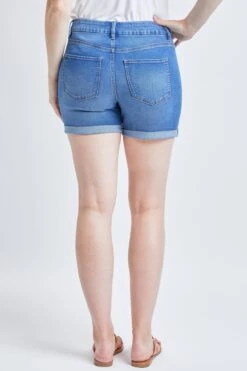 Women's Curvy Fit Button Fly Cuffed Shorts -Wana Fashion Shop WS250341 M08 4