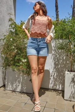 Women's Curvy Fit Cuffed High Rise Shorts -Wana Fashion Shop WS253141 L2651 LS2