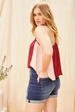 Women's Curvy Fit Cuffed High Rise Shorts -Wana Fashion Shop WS253141 S2651 LS2