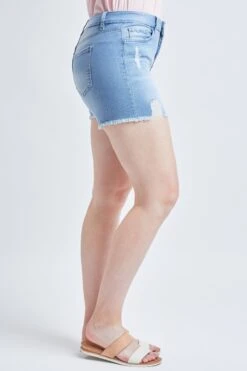 Women's Curvy High Rise Frayed Hem Shorts -Wana Fashion Shop WS256741 L2649 3