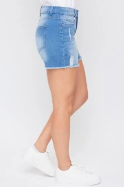 Women's Curvy High Rise Frayed Hem Shorts -Wana Fashion Shop WS256741 M2649 3