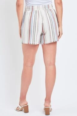 Women's Linen Lounge Shorts With Frayed Hem Lifestyle Collection -Wana Fashion Shop WS2592LN ST013 3