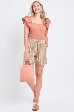 Women's Linen Lounge Shorts With Frayed Hem Lifestyle Collection