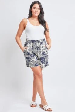 Women's Pull-On Shorts With Pockets -Wana Fashion Shop WS2624R1 FL012 1