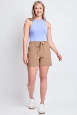 Women's Resort Wear With Elastic Waist Shorts -Wana Fashion Shop WS2635T1 BUNUT 4
