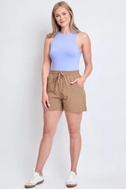 Women's Resort Wear With Elastic Waist Shorts -Wana Fashion Shop WS2635T1 BUNUT 5