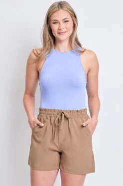 Women's Resort Wear With Elastic Waist Shorts -Wana Fashion Shop WS2635T1 BUNUT 6
